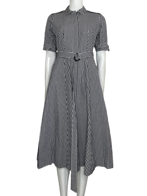 Vestido Calvin Klein Camisero Cuadros Blanco - Talla 2