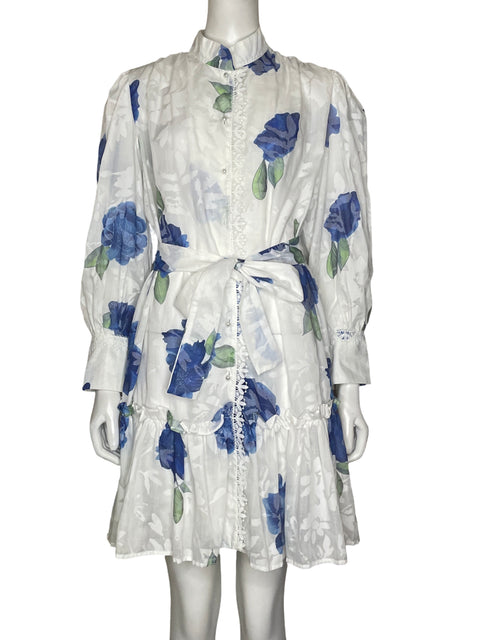 Vestido Via Vai Midi Floral Azul - Talla M