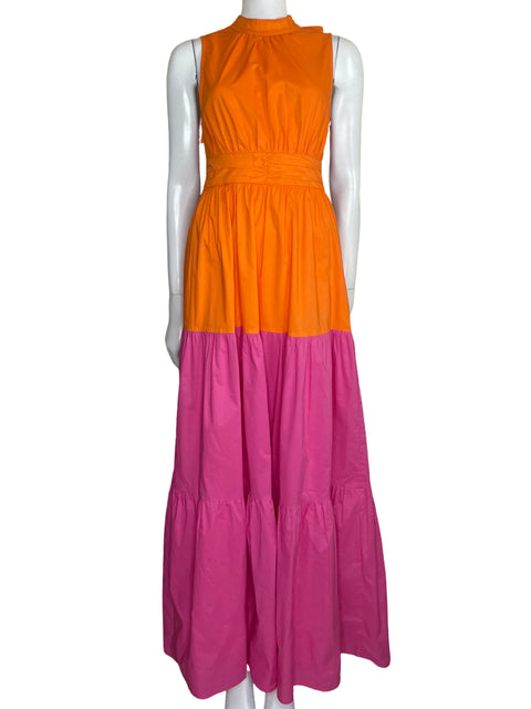 Vestido Sugarlips Maxi Bicolor Sin mangas Naranja - Talla S