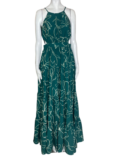 Vestido Vanessa Payares Estampado Ruchas Verde - Talla M