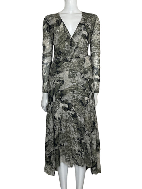 Vestido White House Black Market Long sleeve Animal print Verde - Talla 2