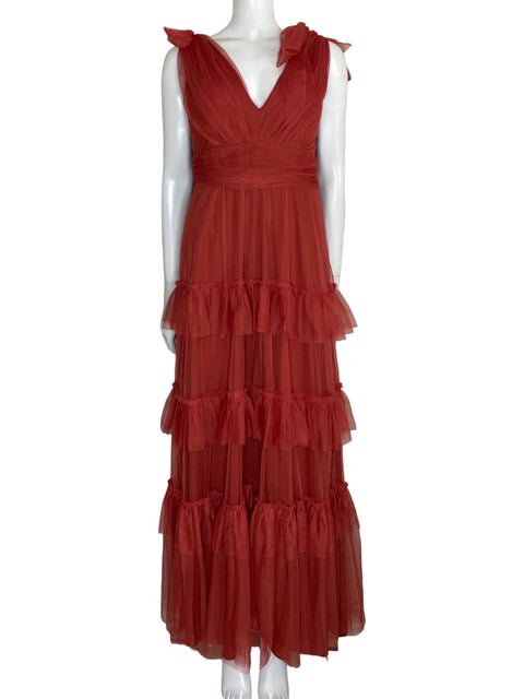 Vestido Praela Maxi Chiffon Naranja - Talla 46