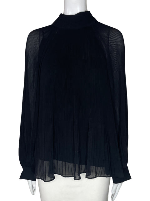 Blusa Banana Republic Plisado Fluido Negro - Talla L