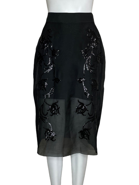 Falda Tesoro Tps Midi Lentejuelas Negro - Talla 4