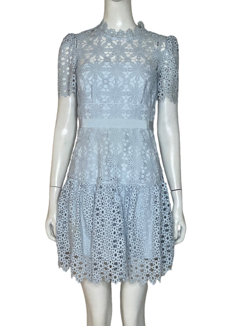 Vestido Self - Portrait Midi Encaje Azul - Talla S