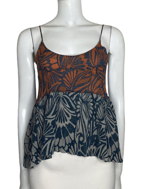 Top Bcbg Maxazria Floral Sin mangas Azul - Talla M