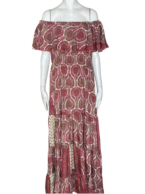 Vestido Tesoro Tps Maxi Estampado Rojo - Talla S