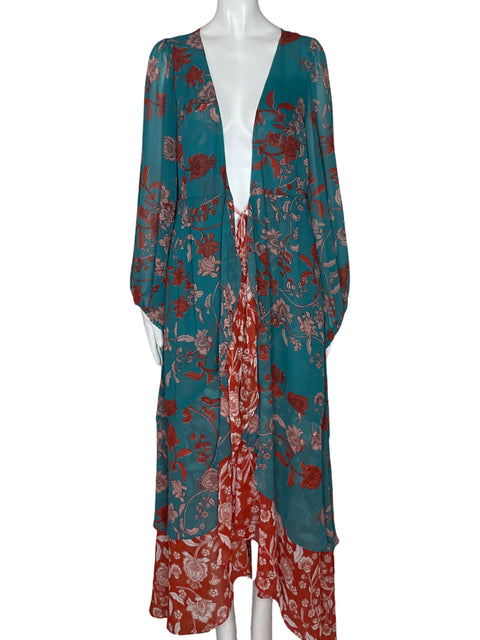 Vestido Misa Estampado Manga larga Marrón - Talla S