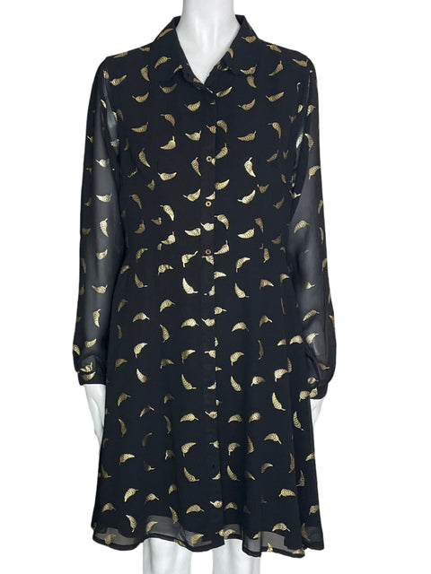 Vestido Yumi Hojas Manga larga Negro - Talla 40