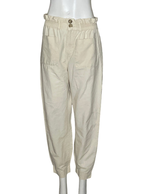 Pantalón Zara Paper bag Liso Beige - Talla 4
