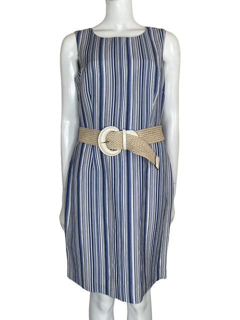 Vestido Azulu Rayas Cinturón Azul - Talla S