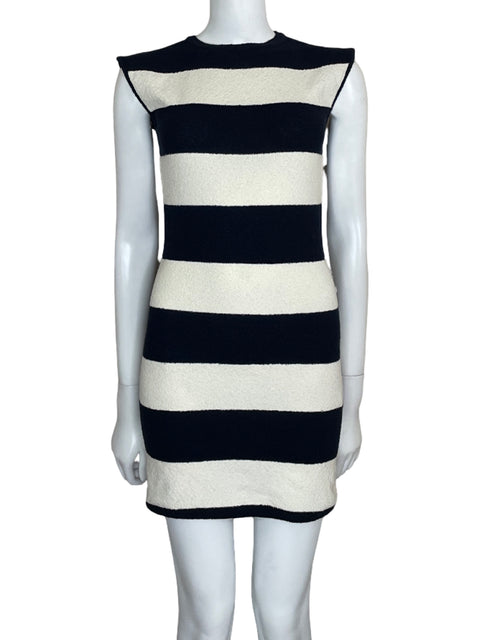 Vestido Mudo Fts64 Rayas Texturizado Azul - Talla M