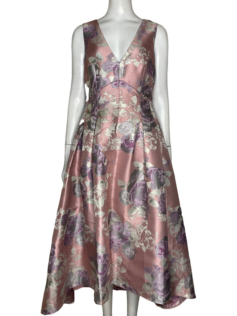 Vestido De Fiesta Eliza J Midi Brillo Rosado - Talla 8