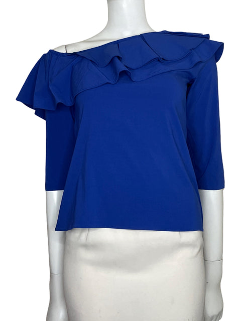 Blusa Maral Asimétrica Vuelos Azul - Talla S