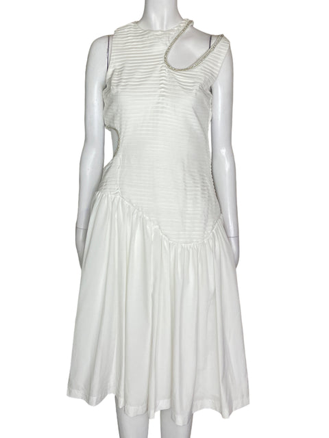 Vestido Tesoro Tps Midi Plisado Blanco - Talla S