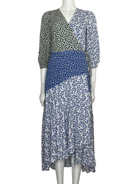 Vestido Ann Taylor Crossbosy Floral Azul - Talla 2