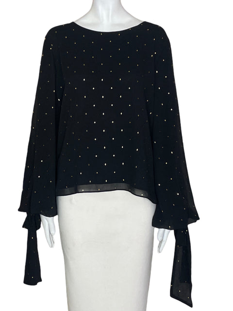 Blusa Vince Camuto Liso Brillo Negro - Talla L