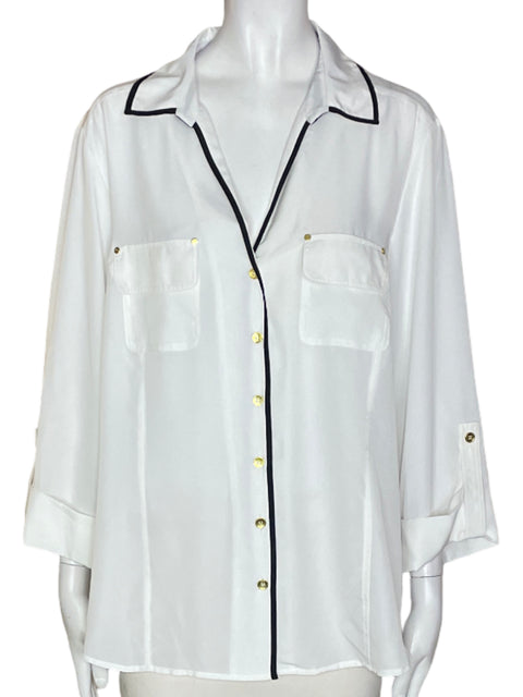 Blusa Jones New York Fluido Liso Blanco - Talla 16