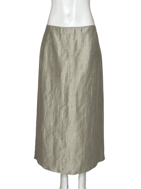 Falda Massimo Dutti Midi Liso Beige - Talla M