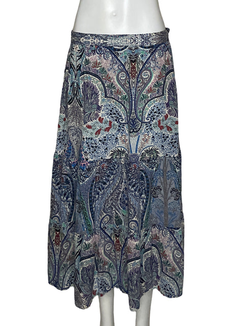 Falda Tahari Midi Pliegues Azul - Talla M