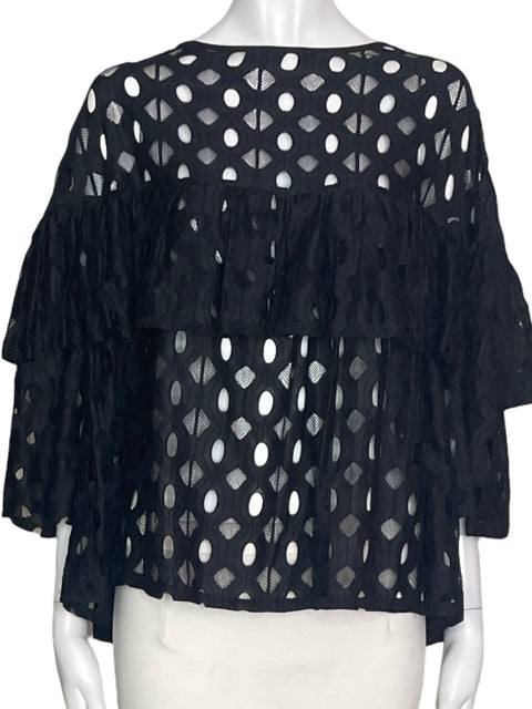 Blusa Eovvio Mallas Troquelado Negro - Talla XXL