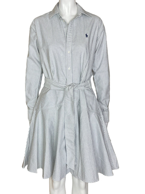 Blusa Polo Ralph Lauren Camisero Rayas Gris - Talla 8