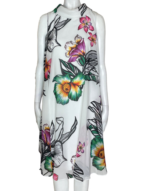 Vestido Joseph Ribkoff Midi Estampado Blanco - Talla 8