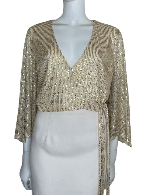 Blusa Milk & Honey Crossbosy Lentejuelas Dorado - Talla M