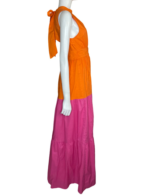Vestido Sugarlips Maxi Bicolor Sin mangas Naranja - Talla S