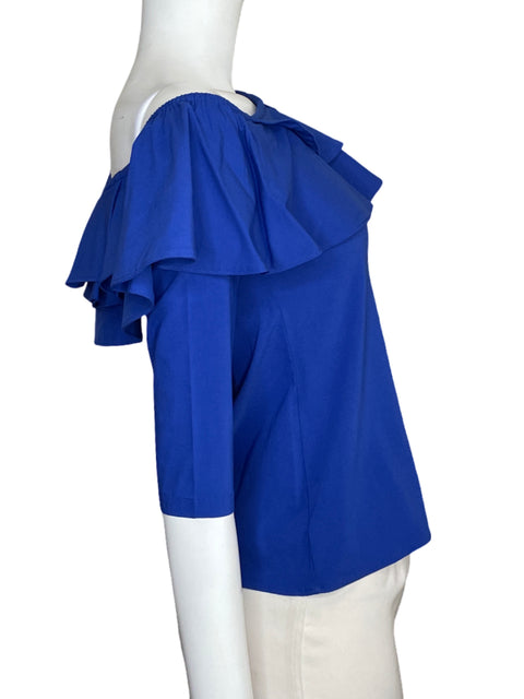 Blusa Maral Asimétrica Vuelos Azul - Talla S