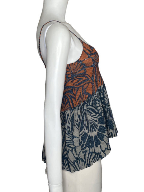 Top Bcbg Maxazria Floral Sin mangas Azul - Talla M