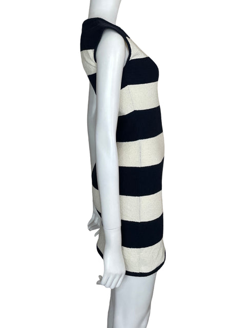 Vestido Mudo Fts64 Rayas Texturizado Azul - Talla M