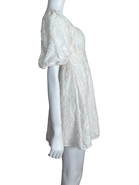 Vestido Zara Mini Texturizado Blanco - Talla S