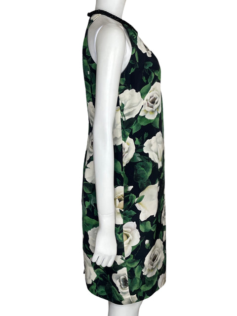 Vestido Carmen Marc Valvo Halter Floral Negro - Talla 10