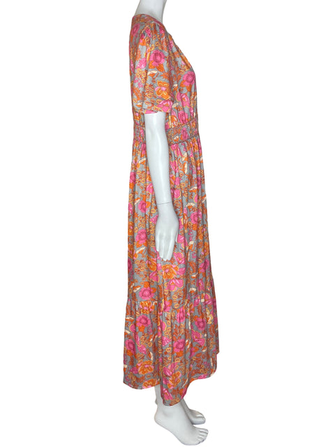 Vestido Tesoro Tps Maxi Estampado Rosado - Talla L