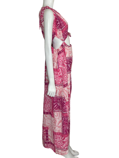 Vestido Zara Cut-out Patchwork Rosado - Talla L