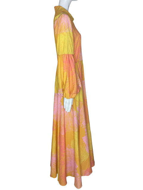 Vestido Vtch Maxi Abullonado Amarillo - Talla M