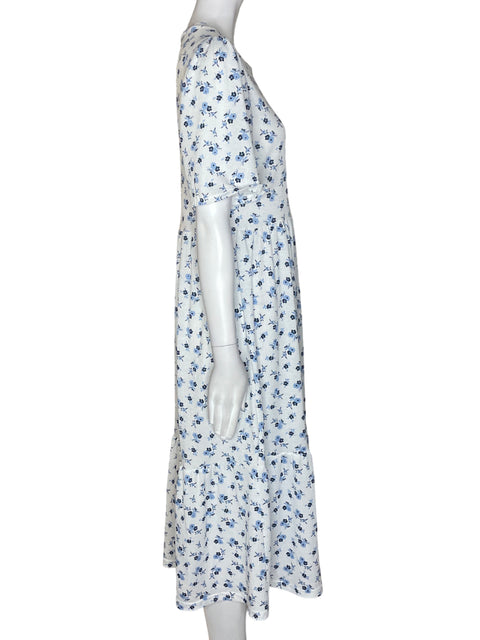 Vestido Stradivarius Estampado flores Manga corta Azul - Talla M