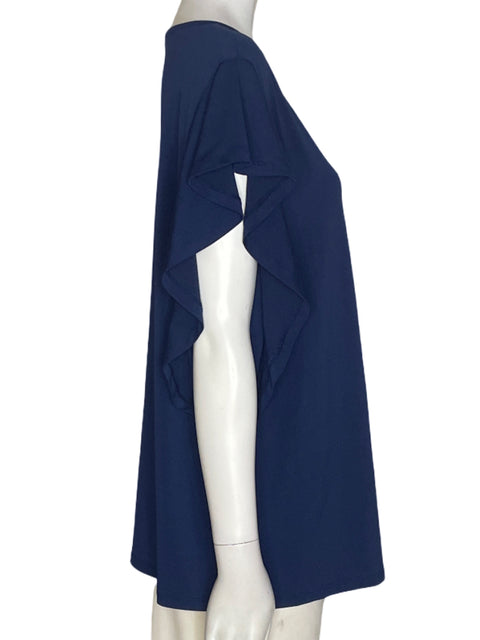 Blusa Punto Roma Mangas ruchas Suelto Azul - Talla XL