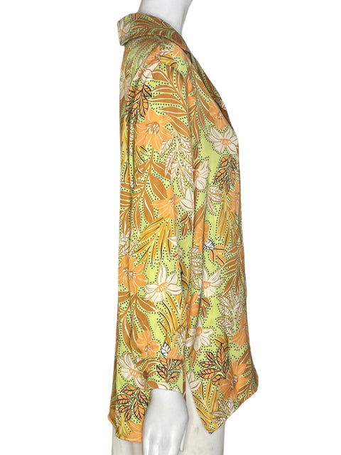 Blusa Dress Forum Estampado Botones Marrón - Talla M