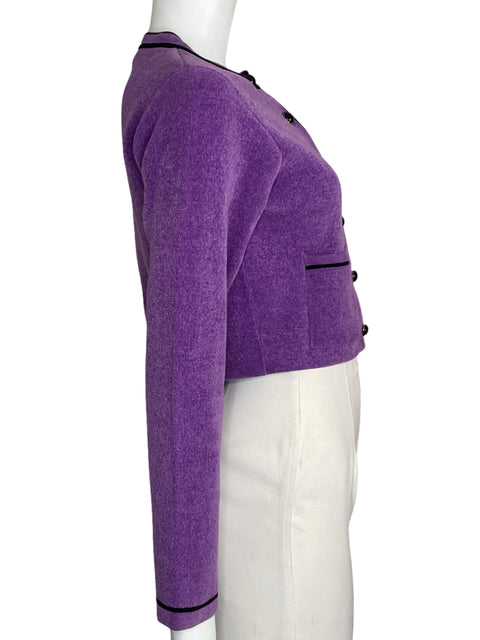 Chaqueta Sandro Aterciopelada Crop Morado - Talla XS