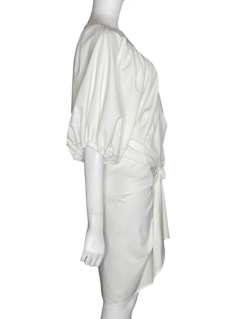 Vestido Vonda Midi Mangas puff Blanco - Talla M