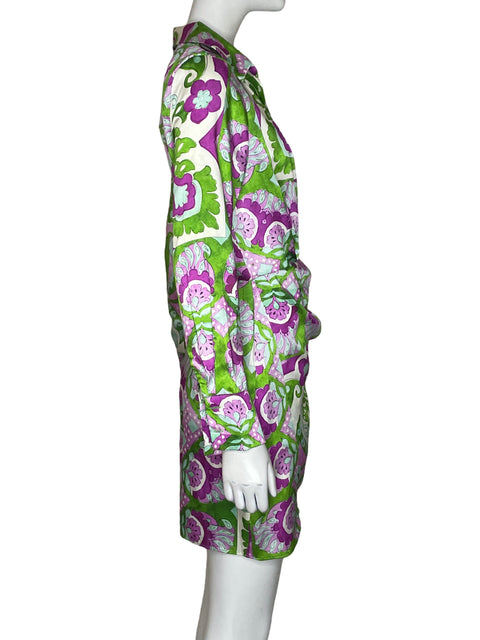 Vestido Mango Mini Estampado Verde - Talla S