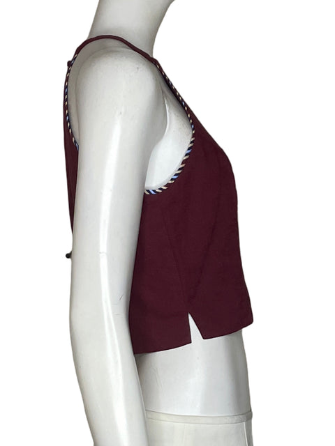 Blusa Bonage Ajustado Lineas Rojo - Talla XS