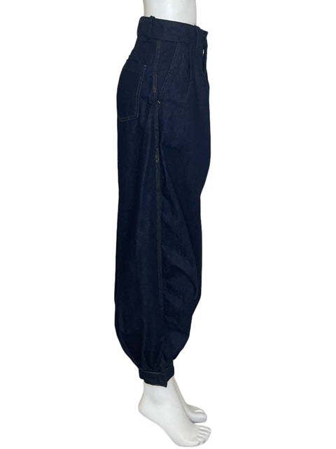 Pantalón Zara Globo Pinzas Azul - Talla XS