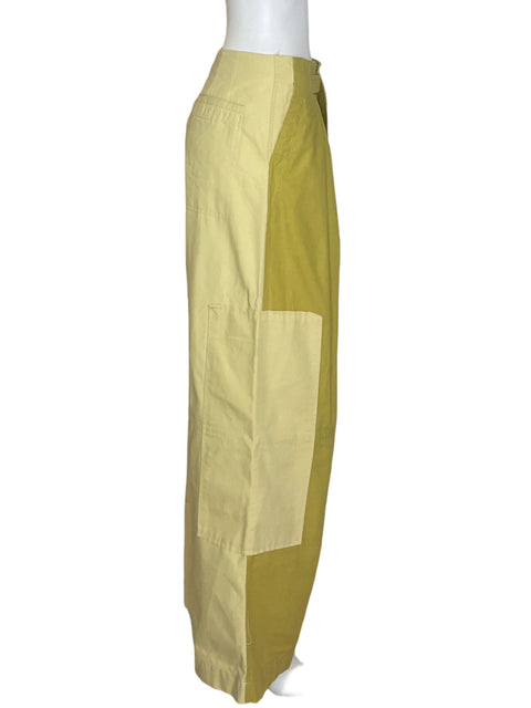 Pantalón Zara Bicolor Cinturon Beige - Talla XS