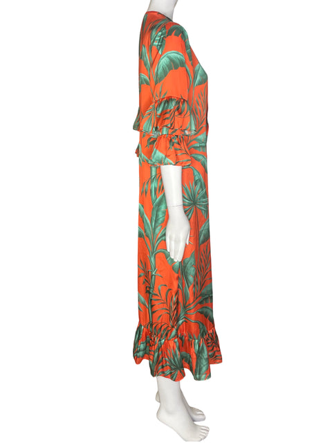 Vestido Lobo.rosa Estampado Abierto Midi Naranja - Talla U