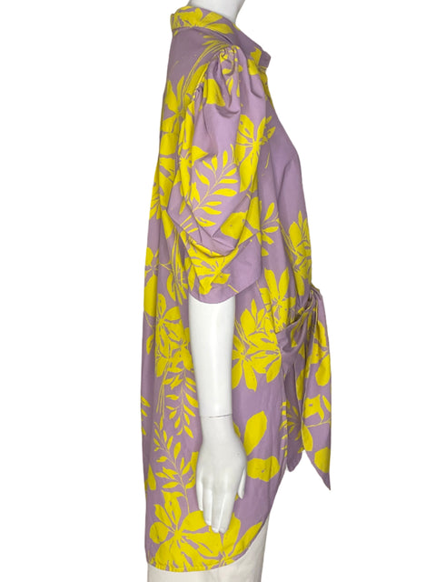 Vestido Molimol Estampado Abullonado Morado - Talla L