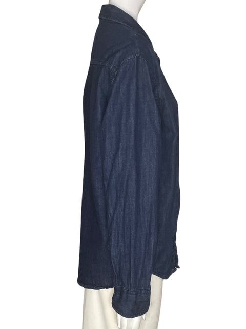 Blusa Zara Liso Botones Azul - Talla M