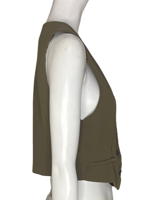 Chaqueta Zara Sin mangas Botones Verde - Talla S